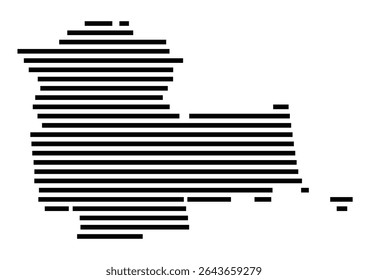 Symbol Map of the city Steinfeld (Oldenburg) (Niedersachsen, Germany) showing the area of the city with just a few black horizontal lines