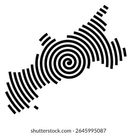 Symbol Map of the city Steinheim (Nordrhein-Westfalen, Germany) showing the city with a black spiral line