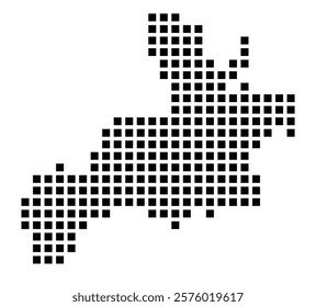 Symbol Map of the City Stendal (Germany) showing the city with a pattern of just a few black squares