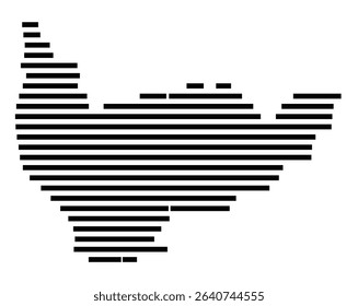 Symbol Map of the city Stephanskirchen (Bayern, Germany) showing the area of the city with just a few black horizontal lines