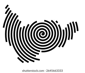 Mapa de símbolos da cidade Stephanskirchen (Baviera, Alemanha) mostrando a cidade com uma linha espiral preta