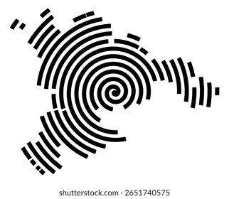 Mapa de símbolos da cidade Stockach (Baden-Württemberg, Alemanha) mostrando a cidade com uma linha espiral preta