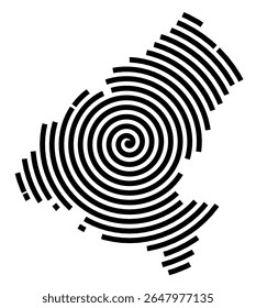 Symbol Map of the city Stockelsdorf (Schleswig-Holstein, Germany) showing the city with a black spiral line