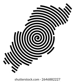 Symbol Map of the city Stollberg_Erzgeb. (Sachsen, Germany) showing the city with a black spiral line