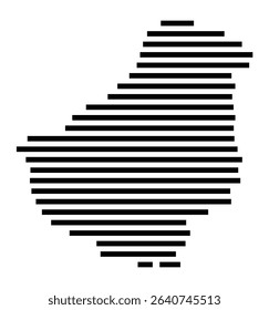 Symbol Map of the city Straubenhardt (Baden-Württemberg, Germany) showing the area of the city with just a few black horizontal lines