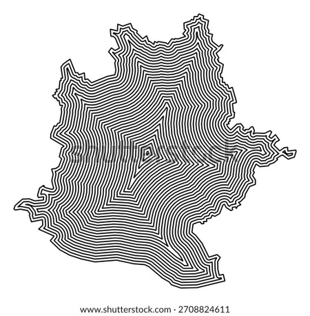 Symbol Map of the city Stuttgart (Baden-Württemberg, Germany) showing the city border buffered inside multiple times