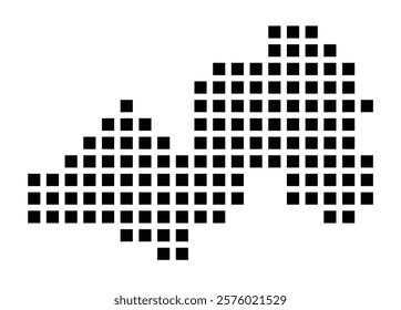 Symbol Map of the City Suhl (Germany) showing the city with a pattern of just a few black squares