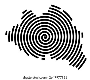 Symbol Map of the city Sulingen (Niedersachsen, Germany) showing the city with a black spiral line
