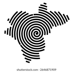 Symbol Map of the city Sulzbach_Saar (Saarland, Germany) showing the city with a black spiral line