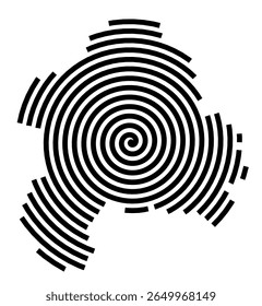 Symbol Map of the city Swisttal (Nordrhein-Westfalen, Germany) showing the city with a black spiral line