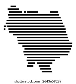 Symbol Map of the city Syke (Niedersachsen, Germany) showing the area of the city with just a few black horizontal lines