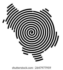 Symbol Map of the city Syke (Niedersachsen, Germany) showing the city with a black spiral line