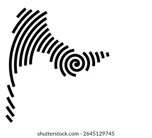 Symbol Map of the city Sylt (Schleswig-Holstein, Germany) showing the city with a black spiral line