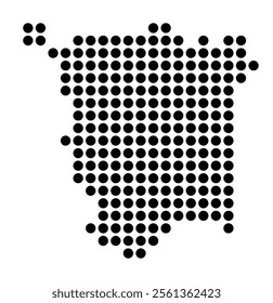 Symbol Map of the City Szombathely (Hungary) showing the city with a pattern of just a few black dots