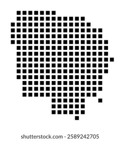 Symbol Map of the City Taeby (Sweden) showing the city with a pattern of just a few black squares