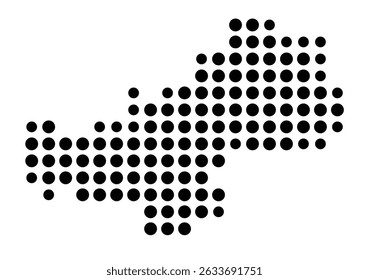 Mapa de símbolos da cidade Tamm (Baden-Württemberg, Alemanha) mostrando a cidade com um padrão de apenas alguns pontos pretos