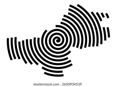 Mapa de símbolos da cidade Tamm (Baden-Württemberg, Alemanha) mostrando a cidade com uma linha espiral preta