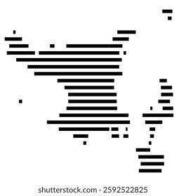 Symbol Map of the City Taranto (Italy) showing the city with a few black horizontal lines