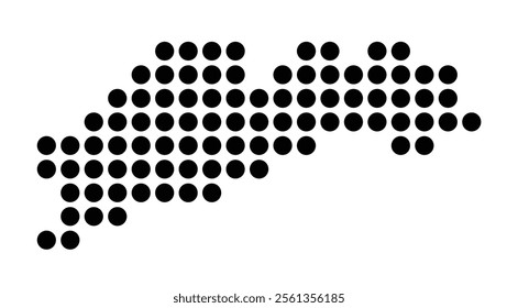 Symbol Map of the City Tarragona (Spain) showing the city with a pattern of just a few black dots