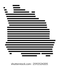 Symbol Map of the City Tartu (Estonia) showing the city with a few black horizontal lines