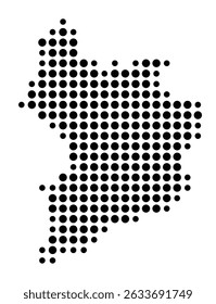Mapa de símbolos da cidade Tauberbischofsheim (Baden-Württemberg, Alemanha) mostrando a cidade com um padrão de apenas alguns pontos pretos