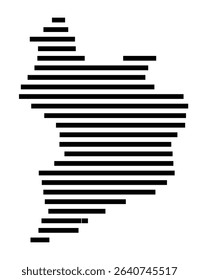 Symbol Map of the city Tauberbischofsheim (Baden-Württemberg, Germany) showing the area of the city with just a few black horizontal lines