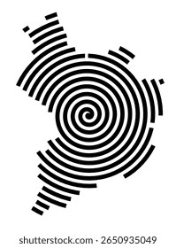 Mapa de símbolos da cidade Tauberbischofsheim (Baden-Württemberg, Alemanha) mostrando a cidade com uma linha espiral preta