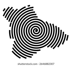 Symbol Map of the city Taucha (Sachsen, Germany) showing the city with a black spiral line