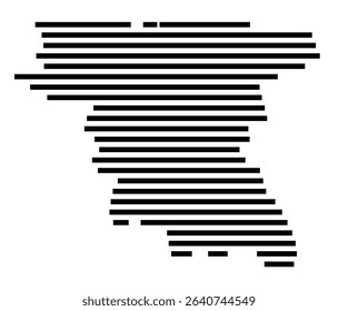 Symbol Map of the city Taufkirchen (Bayern, Germany) showing the area of the city with just a few black horizontal lines