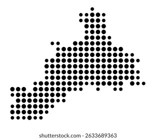 Symbol Map of the city Taufkirchen (Vils) (Bayern, Germany) showing the city with a pattern of just a few black dots