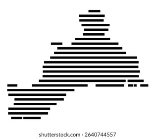 Symbol Map of the city Taufkirchen (Vils) (Bayern, Germany) showing the area of the city with just a few black horizontal lines
