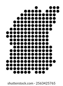 Symbol Map of the City Tczew (Poland) showing the city with a pattern of just a few black dots