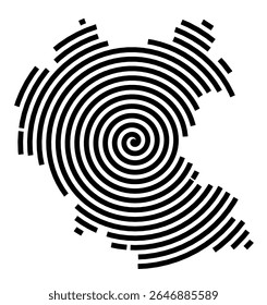 Mapa de símbolos da cidade Templin (Brandeburgo, Alemanha) mostrando a cidade com uma linha espiral preta