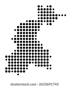 Symbol Map of the city Teningen (Baden-Württemberg, Germany) showing the city with a pattern of just a few black dots
