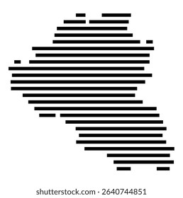 Symbol Map of the city Tettnang (Baden-Württemberg, Germany) showing the area of the city with just a few black horizontal lines
