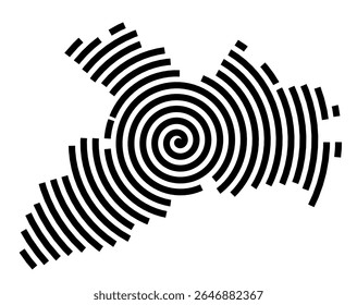 Symbol Map of the city Teutschenthal (Sachsen-Anhalt, Germany) showing the city with a black spiral line