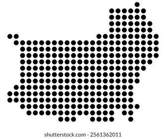 Symbol Map of the City Tilburg (Netherlands) showing the city with a pattern of just a few black dots