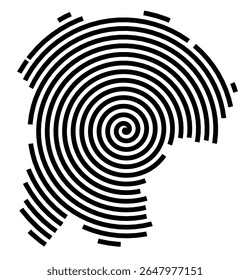 Symbol Map of the city Tornesch (Schleswig-Holstein, Germany) showing the city with a black spiral line