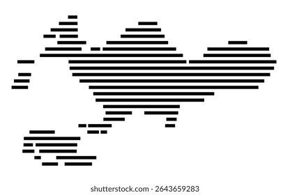 Symbol Map of the city Tostedt (Niedersachsen, Germany) showing the area of the city with just a few black horizontal lines