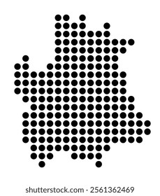 Symbol Map of the City Toulouse (France) showing the city with a pattern of just a few black dots