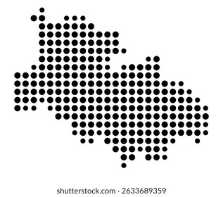 Symbol Map of the city Traunreut (Bayern, Germany) showing the city with a pattern of just a few black dots