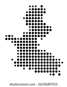 Symbol Map of the city Traunstein (Bayern, Germany) showing the city with a pattern of just a few black dots