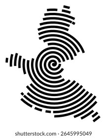 Mapa de símbolos da cidade Traunstein (Bayern, Germany) mostrando a cidade com uma linha espiral preta