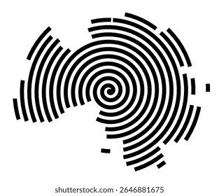 Symbol Map of the city Trebbin (Brandenburg, Germany) showing the city with a black spiral line
