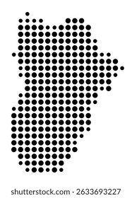 Symbol Map of the city Trebur (Hessen, Germany) showing the city with a pattern of just a few black dots
