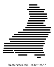Symbol Map of the city Tutzing (Bayern, Germany) showing the area of the city with just a few black horizontal lines