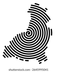 Mapa de símbolos da cidade Tutzing (Bayern, Germany) mostrando a cidade com uma linha espiral preta