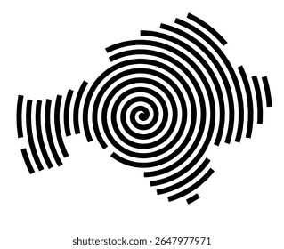 Symbol Map of the city Twistringen (Niedersachsen, Germany) showing the city with a black spiral line