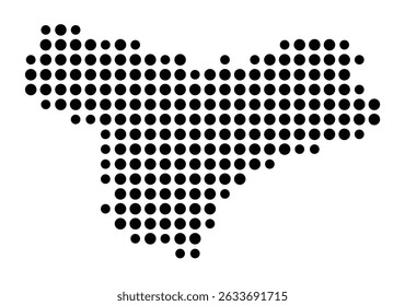 Symbol Map of the city Ubstadt-Weiher (Baden-Württemberg, Germany) showing the city with a pattern of just a few black dots
