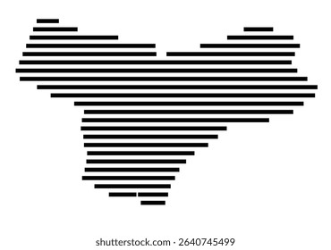 Symbol Map of the city Ubstadt-Weiher (Baden-Württemberg, Germany) showing the area of the city with just a few black horizontal lines